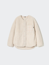 Куртка из экомеха Uniqlo на пуговицах 1159833771 (Молочный XL)