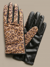 Перчатки с гепардовым принтом Banana Republic 1159762470 (Черный/Леопардовый, M/L)