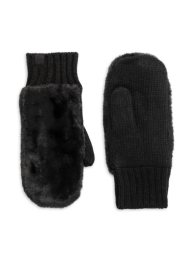 Женские вязаные варежки Calvin Klein перчатки с мехом 1159786751 (Черный, One size)