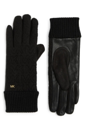 Женские перчатки Michael Kors с отделкой из кожи 1159791971 (Черный, S)