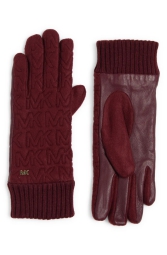 Женские перчатки Michael Kors с отделкой из кожи 1159793285 (Бордовый, M)