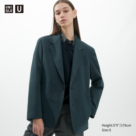 Классический пиджак UNIQLO на пуговицах 1159786972 (Зеленый, L)