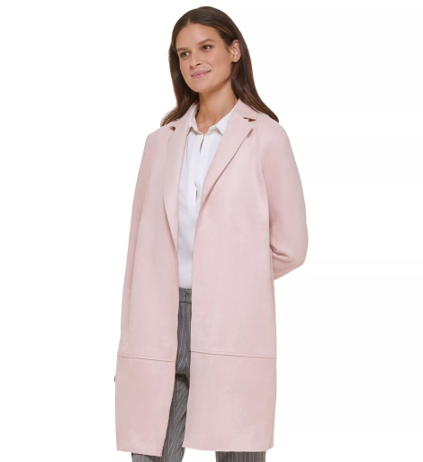 Женское стильное пальто из экозамши Tommy Hilfiger 1159810044 (Розовый, XS)