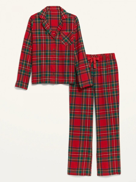 Фланелевая женская пижама Old Navy штаны и рубашка 1159802424 (Красный, XL)