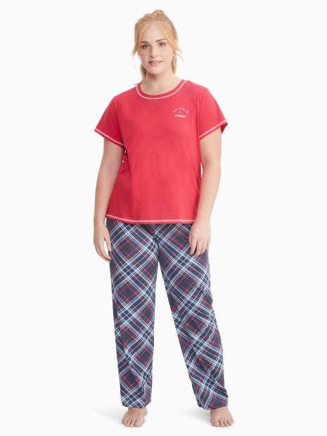 Женская пижама Tommy Hilfiger комплект футболка и штаны 1159778382 (Розовый/Синий, 2X)