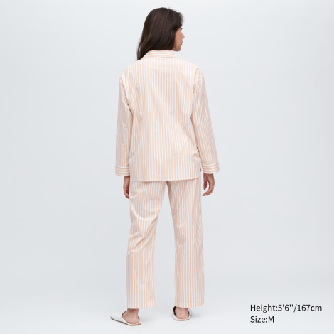 Мягкая пижама в полоску Uniqlo комплект рубашка и штаны 1159788199 (Оранжевый, XS)