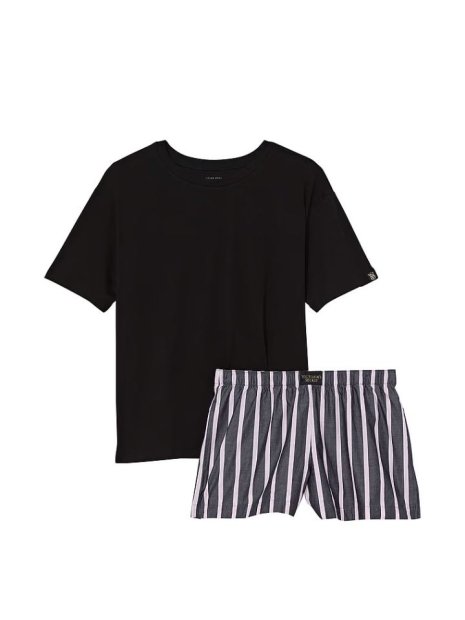 Домашний комплект пижамы Victoria’s Secret футболка и шорты 1159792815 (Черный, XS)