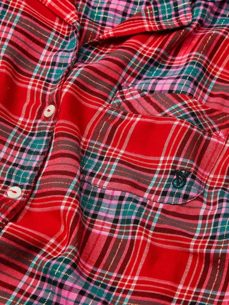 Фланелевая женская пижама Victoria's Secret рубашка и брюки 1159802542 (Красный, XL)