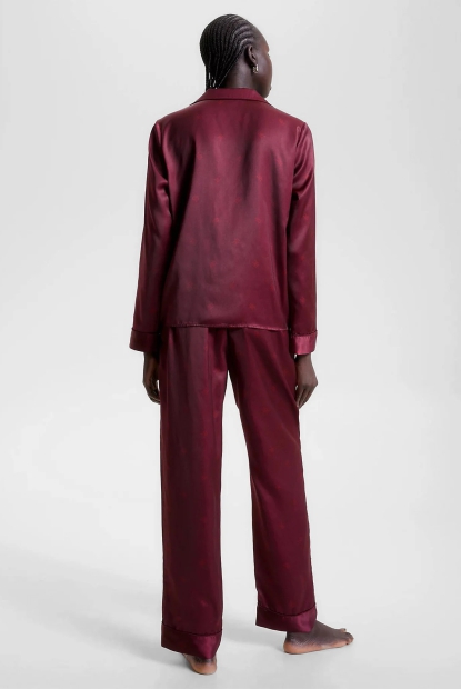 Атласный пижамный комплект Tommy Hilfiger пижама 1159799493 (Бордовый, L)
