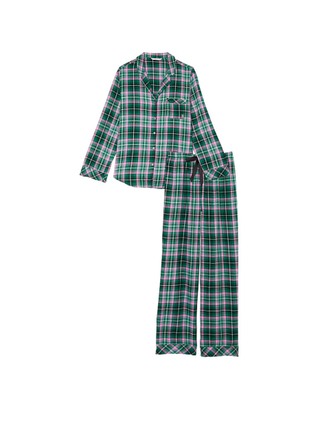 Фланелевая женская пижама Victoria's Secret рубашка и брюки 1159802172 (Зеленый, XS)