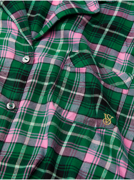 Фланелевая женская пижама Victoria's Secret рубашка и брюки 1159802172 (Зеленый, XS)