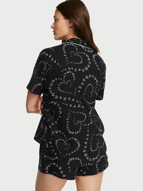 Домашний комплект Victoria’s Secret пижама рубашка и шорты 1159803567 (Черный, M)