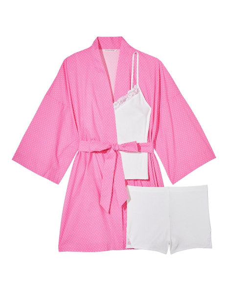 Домашний комплект Victoria's Secret халат, шорты и майка 1159804416 (Розовый, M)