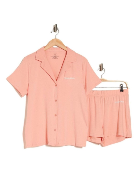 Женская пижама Calvin Klein рубашка и шорты 1159804800 (Розовый, M)
