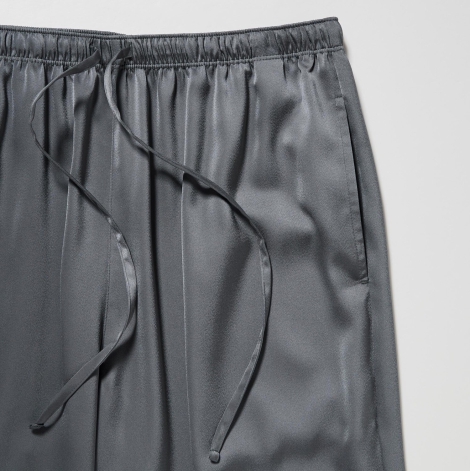 Жіноча атласна піжама Uniqlo комплект сорочка та штани 1159805834 (Сірий, XS)
