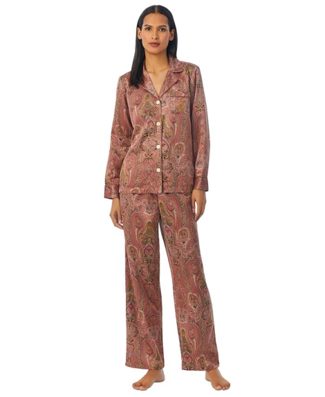 Жіноча атласна піжама Ralph Lauren сорочка та штани 1159809760 (Різнокольоровий, M)