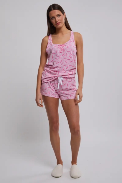Жіноча піжама Calvin Klein комплект для сну майка та шорти 1159825714 (Рожевий XL)