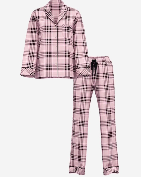 Фланелева жіноча піжама Victoria's Secret сорочка та штани 1159826892 (Рожевий XL)