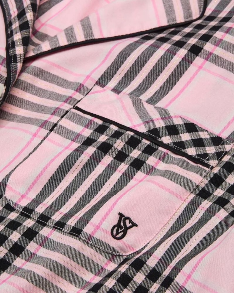 Фланелева жіноча піжама Victoria's Secret сорочка та штани 1159826892 (Рожевий XL)