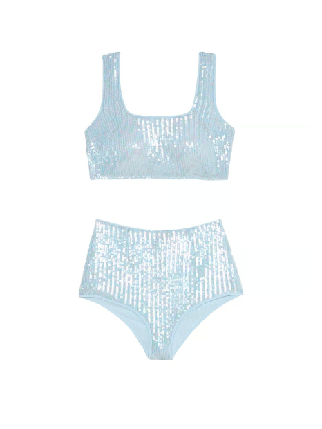 Комплект из пайеток Victoria’s Secret топ и шорты 1159831798 (Голубой M)