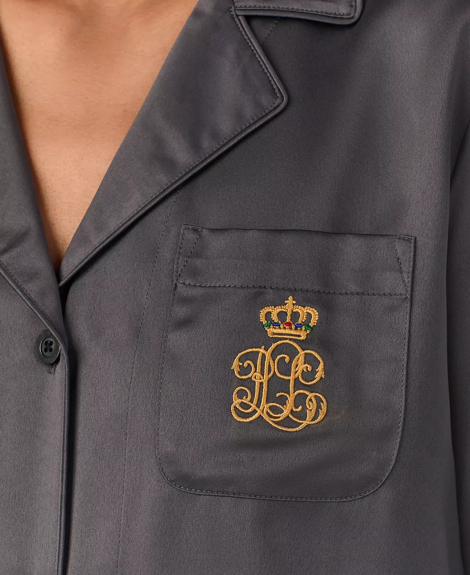 Жіноча сатинова піжама Ralph Lauren сорочка та штани 1159834404 (Сірий M)