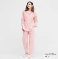Мягкая эластичная пижама Uniqlo комплект рубашка и штаны 1159763549 (Розовый, L)