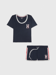 Женская пижама Tommy Hilfiger комплект для сна футболка и шорты 1159766378 (Синий, XL)