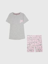 Женская пижама Tommy Hilfiger комплект для сна футболка и шорты 1159766668 (​​​​​Серый/Розовый, XL)