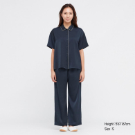 Мягкая пижама Uniqlo комплект рубашка и штаны 1159782200 (Синий, L)