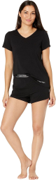 Женская пижама Calvin Klein комплект для сна футболка и шорты 1159784803 (Черный, L)
