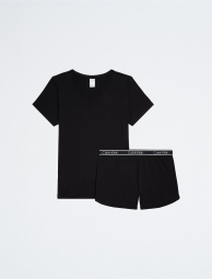 Женская пижама Calvin Klein комплект для сна футболка и шорты 1159784803 (Черный, L)