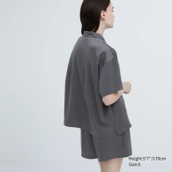 Женская пижама Uniqlo комплект рубашка и шорты 1159802982 (Серый, M)