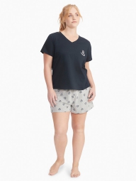 Женская пижама Tommy Hilfiger комплект для сна футболка и шорты 1159797145 (Серый/Синий, 3X)
