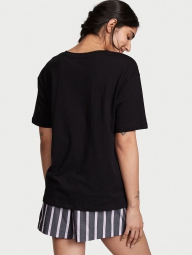 Домашний комплект пижамы Victoria’s Secret футболка и шорты 1159795093 (Черный, S)