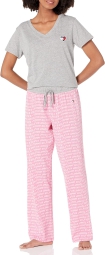 Женская пижама Tommy Hilfiger комплект футболка и штаны 1159795126 (Серый/Розовый, L)