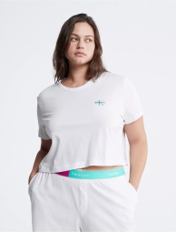 Жіноча піжама Calvin Klein комплект для сну футболка та шорти 1159795669 (Білий, 1X)