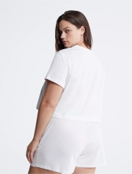 Жіноча піжама Calvin Klein комплект для сну футболка та шорти 1159795669 (Білий, 1X)