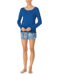 Жіноча піжама Ralph Lauren лонгслів та шорти з принтом 1159795932 (Білий/синій, L)