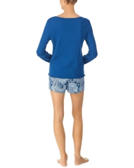 Женская пижама Ralph Lauren лонгслив и шорты с принтом 1159795932 (Синий, L)
