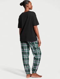 Домашній комплект піжама Victoria's Secret футболка та штани 1159799342 (Чорний/Зелений, L)