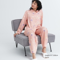 Гладкая пижама Uniqlo комплект рубашка и штаны 1159799828 (Розовый, L)