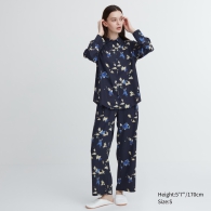 Гладкая пижама Uniqlo комплект рубашка и штаны 1159800048 (Синий, XL)
