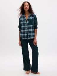 Жіноча піжама Gap сорочка і штани в клітку 1159802507 (Зелений, XL)