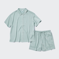 Женская пижама Uniqlo комплект рубашка и шорты 1159802985 (Зеленый, L)