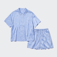 Женская пижама Uniqlo комплект рубашка и шорты 1159802993 (Голубой, XS)