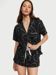 Домашний комплект Victoria’s Secret пижама рубашка и шорты 1159804825 (Черный, XL)