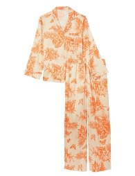 Атласная женская пижама Victoria's Secret рубашка и брюки 1159805467 (Оранжевый, S)