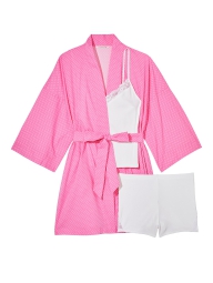 Домашний комплект Victoria's Secret халат, шорты и майка 1159804413 (Розовый, L)
