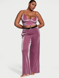 Пижамный комплект Victoria's Secret из бархатного топа и блестящих брюк 1159806130 (Розовый, S)