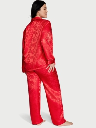 Атласная женская пижама Victoria's Secret рубашка и брюки 1159806442 (Красный, S)